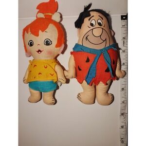 Vintage 1970s The Flintstones Fred & Pebbles Knickerbocker  Rag Dolls T104